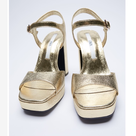 Zara gold metallic platform sandals nwt size 8 3332/810 - Picture 5 of 15